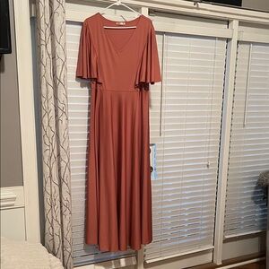 Chic Rust V-Neck Prom Dress